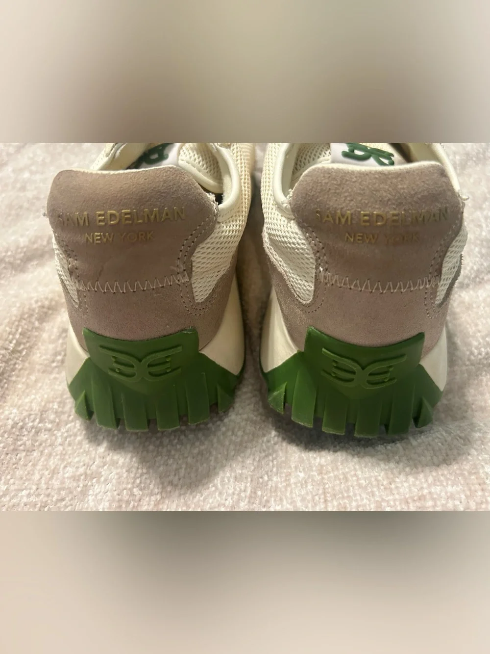 Sam Edelman Cream, Green & Taupe women’s  Retro Runner Sneakers